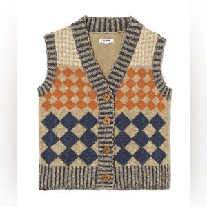 NWT*** RE/DONE 50S Cardigan Vest Beige Multi